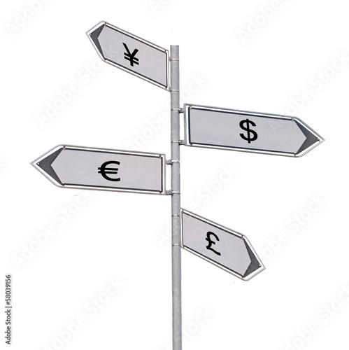 Photo: Road sign to currencies Road sign to currencies