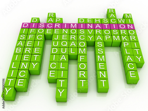 Illustration: 3d imagen Discrimination in word cloud 3d imagen Discrimination in word cloud