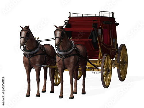Illustration: Stagecoach with Horses Stagecoach with Horses