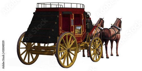 Illustration: Stagecoach with Horses Stagecoach with Horses