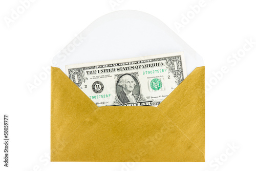 Photo: Cash Payment in envelope concept Cash Payment in envelope concept