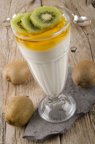 Photo: kiwi yogurt with organic honey kiwi yogurt with organic honey