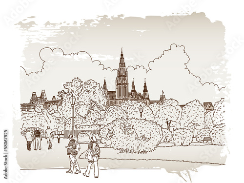 Vector: Vienna, Austria. Vector drawing. Vienna, Austria. Vector drawing.