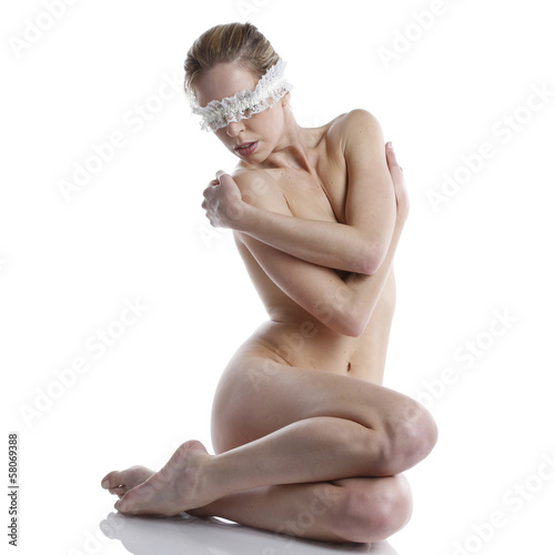 Photo: beautiful blindfolded nude or naked woman beautiful blindfolded nude or naked woman