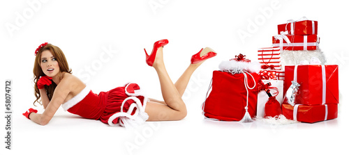 Photo: beautiful sexy girl wearing santa claus clothes beautiful sexy girl wearing santa claus clothes