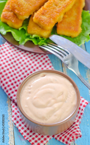 Photo: sauce and fish sticks sauce and fish sticks