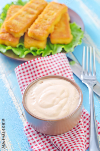 Photo: sauce and fish sticks sauce and fish sticks