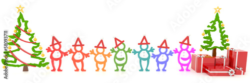 Photo: 3D Santa and people symbol celebrating Christmas 3D Santa and people symbol celebrating Christmas