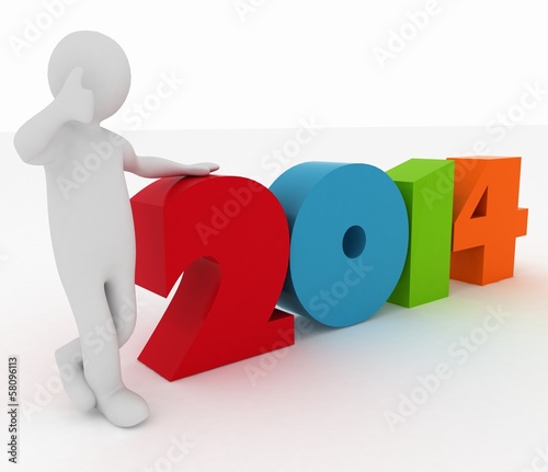 Illustration: Man presenting new year 2014. 3d illustration Man presenting new year 2014. 3d illustration