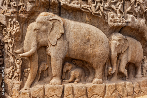 Photo: Descent of the Ganges and Arjuna's Penance, Mahabalipuram, Tamil Descent of the Ganges and Arjuna's Penance, Mahabalipuram, Tamil