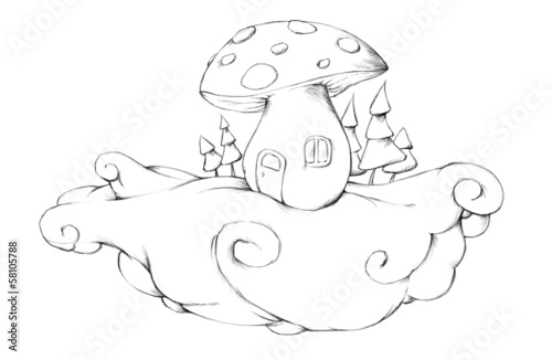 Illustration: Fliegender Pilz Fliegender Pilz