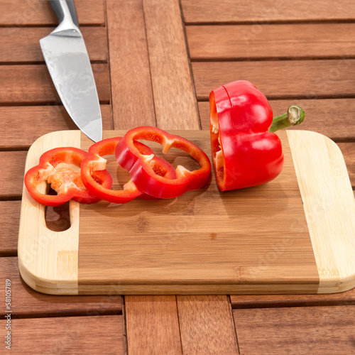 Photo: Cutting board. Cooking Red Bell Pepper. Cutting board. Cooking Red Bell Pepper.