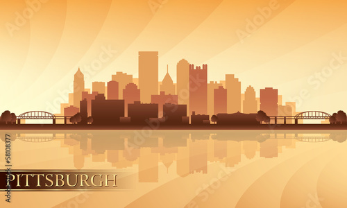 Vector: Pittsburgh city skyline silhouette background Pittsburgh city skyline silhouette background