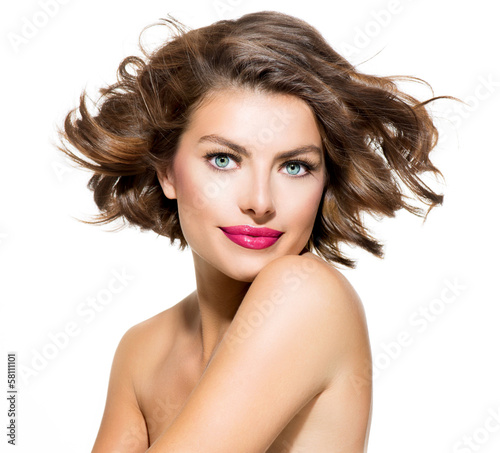Photo: Beauty Young Woman Portrait Isolated over White Background Beauty Young Woman Portrait Isolated over White Background