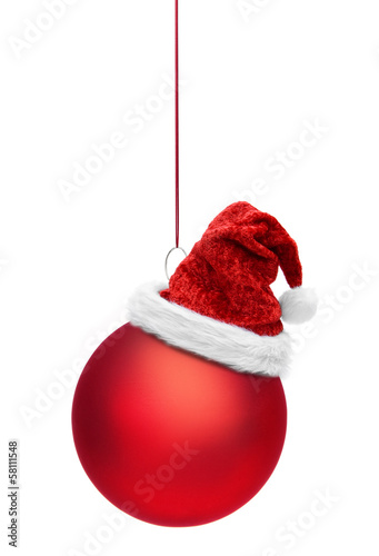Photo: Weihnachtskugeln mit Nikolausmütze Weihnachtskugeln mit Nikolausmütze