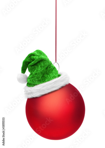 Photo: Weihnachtskugeln mit Nikolausmütze Weihnachtskugeln mit Nikolausmütze