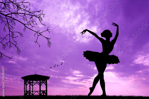 Illustration: Dancer silhouette at sunset Dancer silhouette at sunset