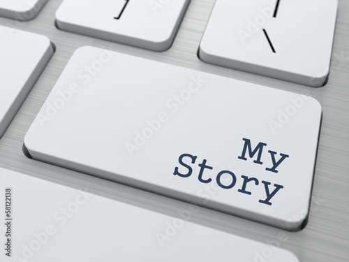 Illustration: White Keyboard with My Story Button. White Keyboard with My Story Button.