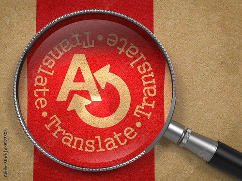 Illustration: Magnifying Glass with Translating Concept. Magnifying Glass with Translating Concept.