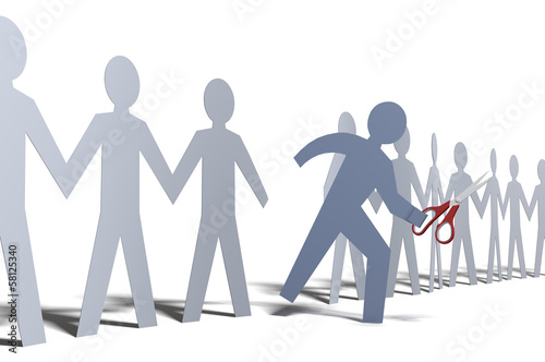 Illustration: One person cut out of paper doll line One person cut out of paper doll line