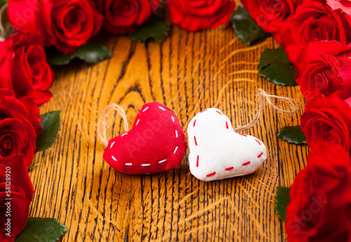 Photo: Two hearts and flowers Two hearts and flowers