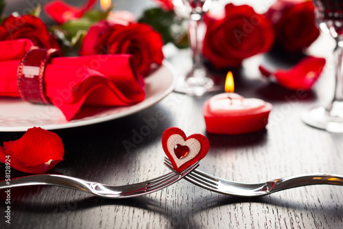 Photo: place setting for Valentine's day place setting for Valentine's day