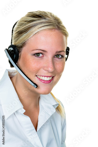Photo: Frau mit Headset Frau mit Headset