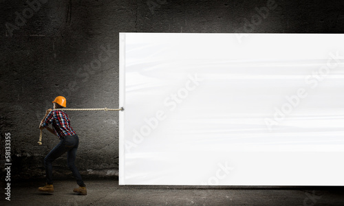 Photo: Engineer with banner Engineer with banner