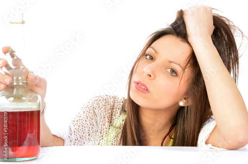 Photo: Despair and loneliness of an alcoholic woman Despair and loneliness of an alcoholic woman