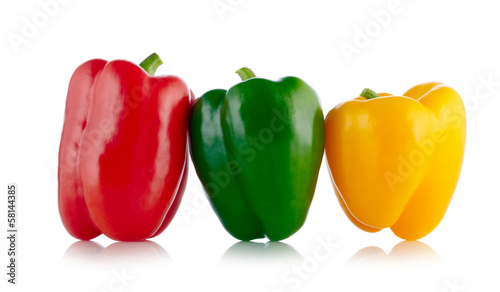 Photo: Three colors Paprika isolated on white Three colors Paprika isolated on white