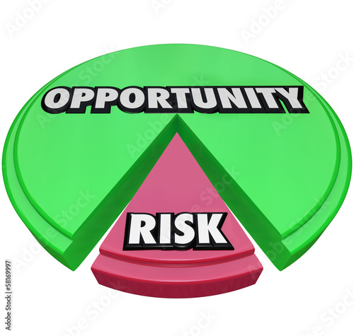 Illustration: Opportunity Vs Risk Pie Chart Managing Danger Opportunity Vs Risk Pie Chart Managing Danger