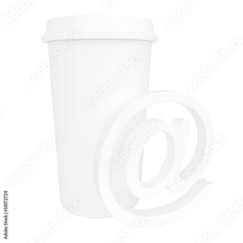 Illustration: A cup of coffee and a е-mail A cup of coffee and a е-mail