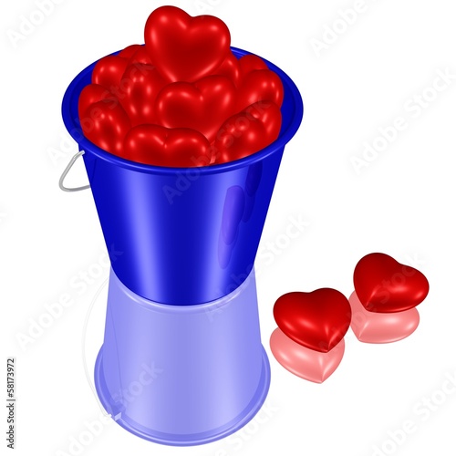 Illustration: ein Eimer voller Herzen ein Eimer voller Herzen