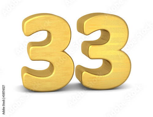 Illustration: zahl cipher 33 gold vertikal zahl cipher 33 gold vertikal