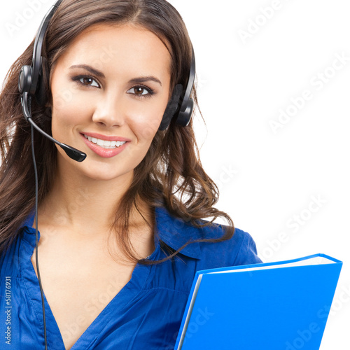Photo: Support phone operator in headset, isolated Support phone operator in headset, isolated