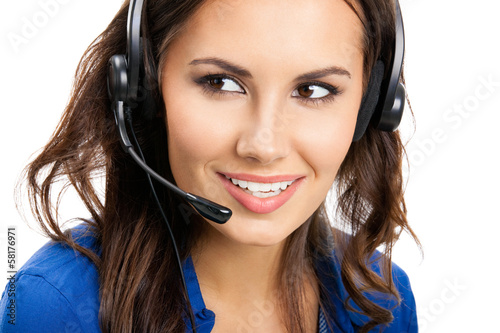 Photo: Support phone operator in headset, isolated Support phone operator in headset, isolated