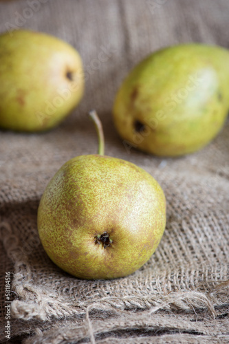 Photo: Fresh ripe pears on natural background. Fresh ripe pears on natural background.