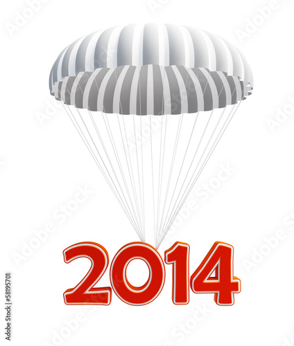 Illustration: parachute new year's 2014 isolated on a white background parachute new year's 2014 isolated on a white background