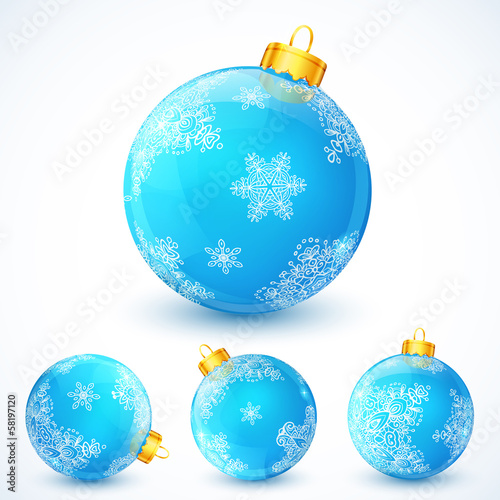 Vector: Set of blue vector Christmas balls Set of blue vector Christmas balls