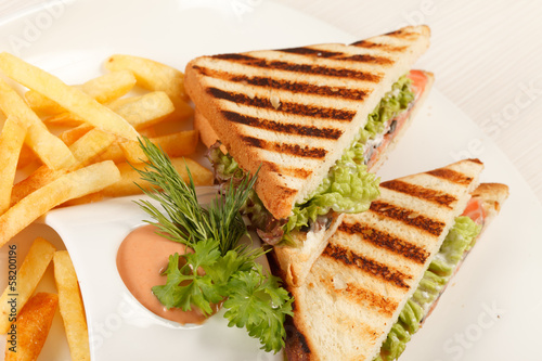 Photo: Sandwiches with French fried potatoes Sandwiches with French fried potatoes