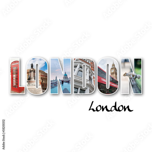 Photo: London collage of different famous locations. London collage of different famous locations.