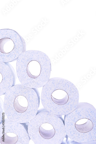 Photo: stack of toilet paper rolls, isolated on white background stack of toilet paper rolls, isolated on white background