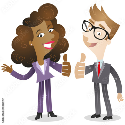 Vector: Business people, thumbs up, approval, positive, hand sign Business people, thumbs up, approval, positive, hand sign