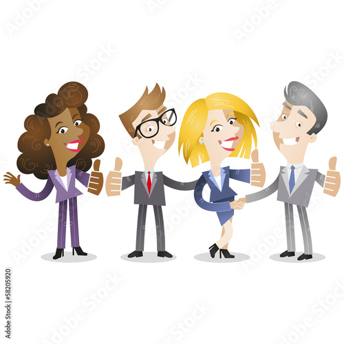 Vector: Business people, thumbs up, group, agreement Business people, thumbs up, group, agreement