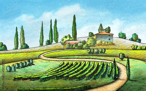 Illustration: Country landscape Country landscape