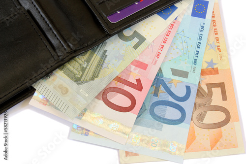 Photo: Billets de banque et portefeuille Billets de banque et portefeuille