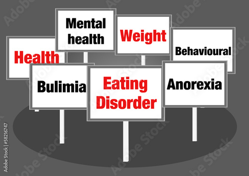 Illustration: Eating disorder concept signs Eating disorder concept signs