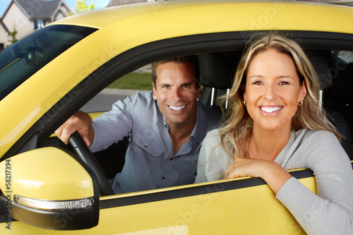 Photo: Woman car driver. Woman car driver.