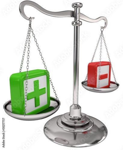 Illustration: waage plus minus waage plus minus