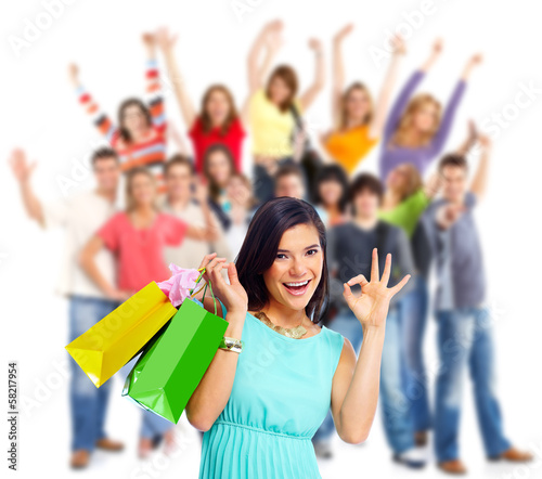 Photo: Woman with shopping bags. Woman with shopping bags.